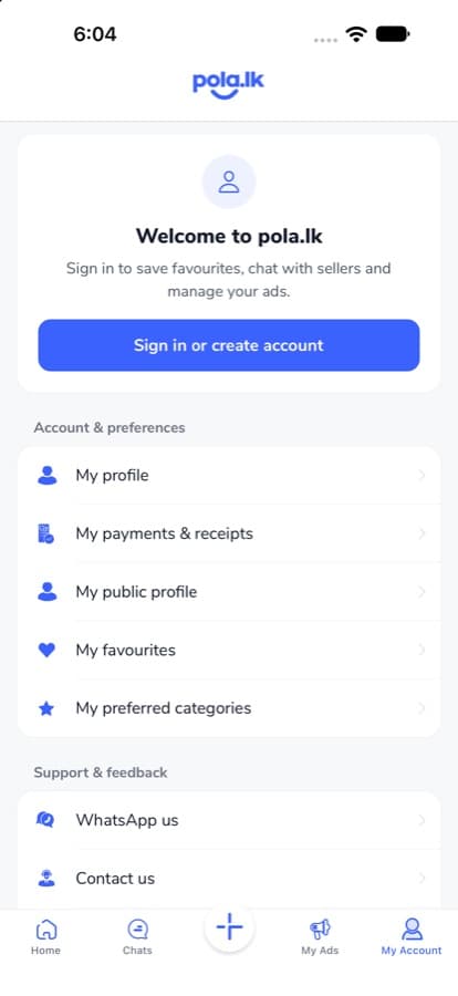 pola.lk app - My Account