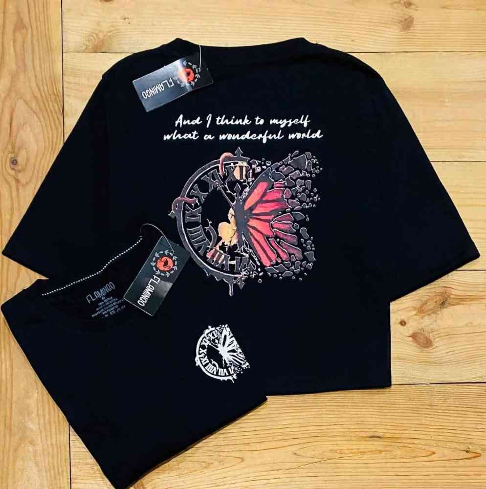 Ladies over size back printed crop top