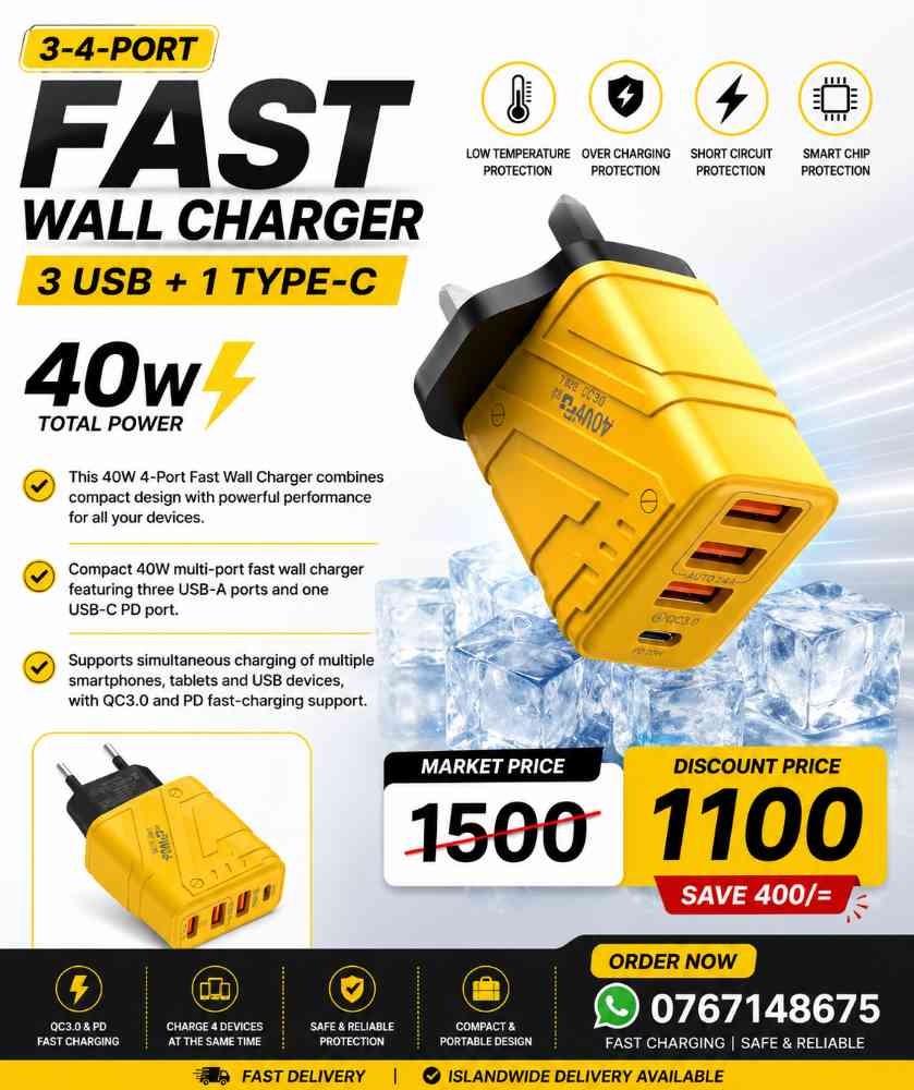 Fast wall charger 3 usb type c