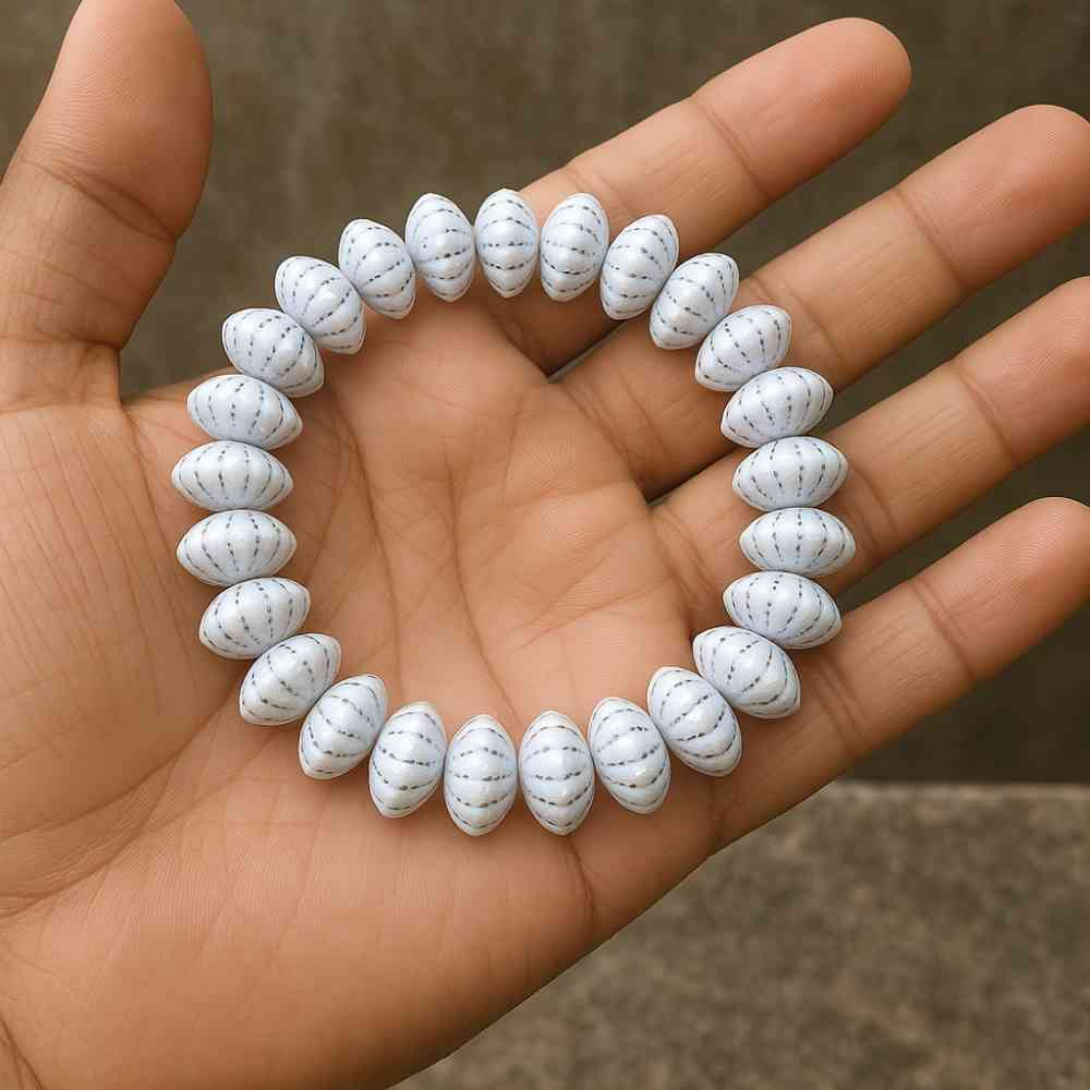 White striped oval bead bracelet