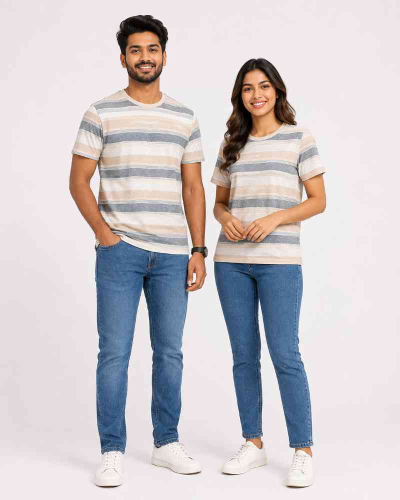 Ivora unisex striped crew neck t-shirt