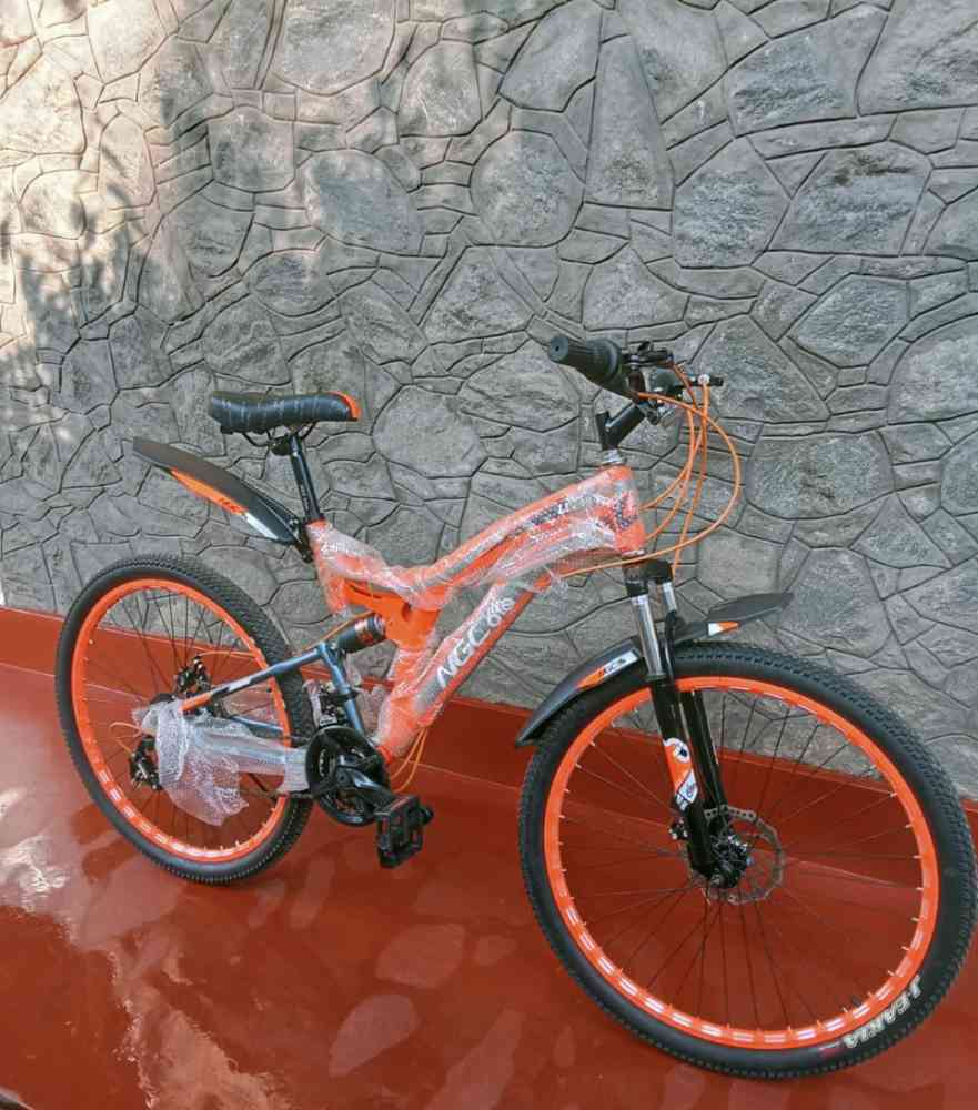 Double shocket disc brake bicycle