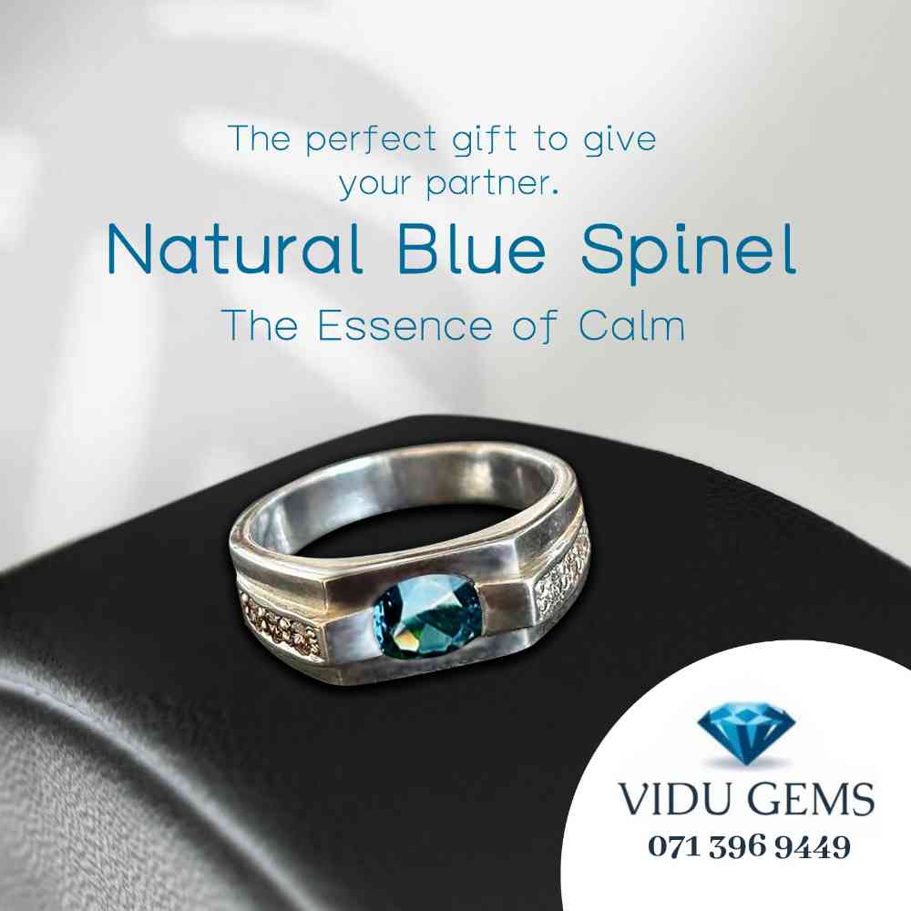 Natural blue spinel ring