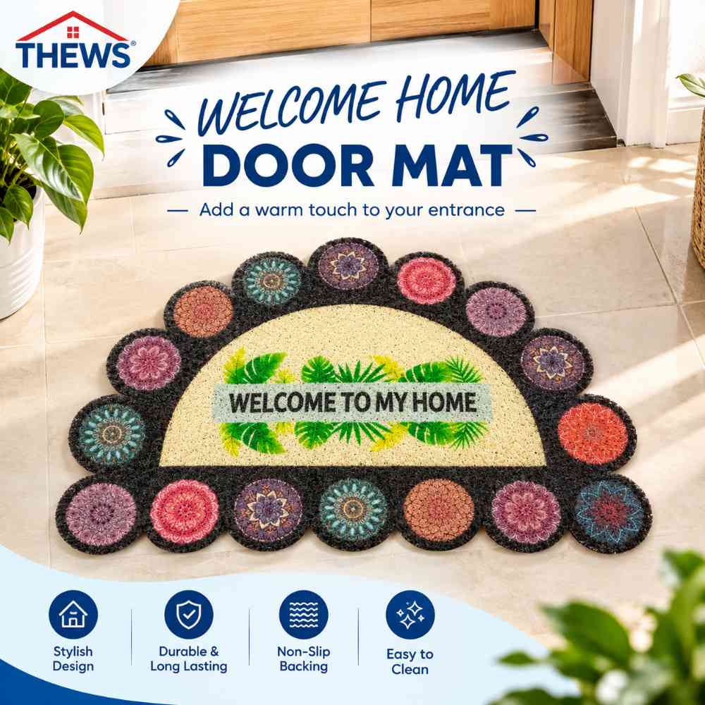 Colorful mandala half-round floor mats