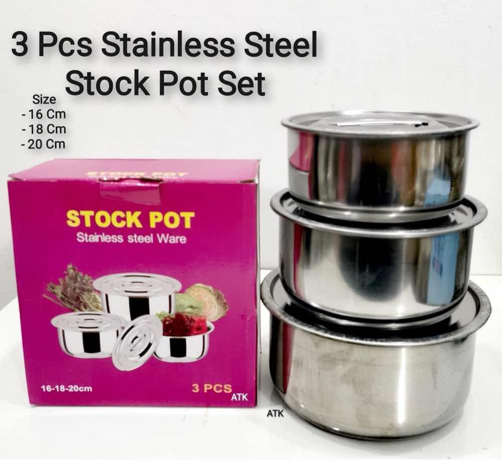 3 Piece's stainless steel stock pot set