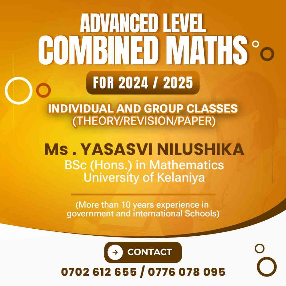 Combined mathematics classes for 2025 /2026 A/L