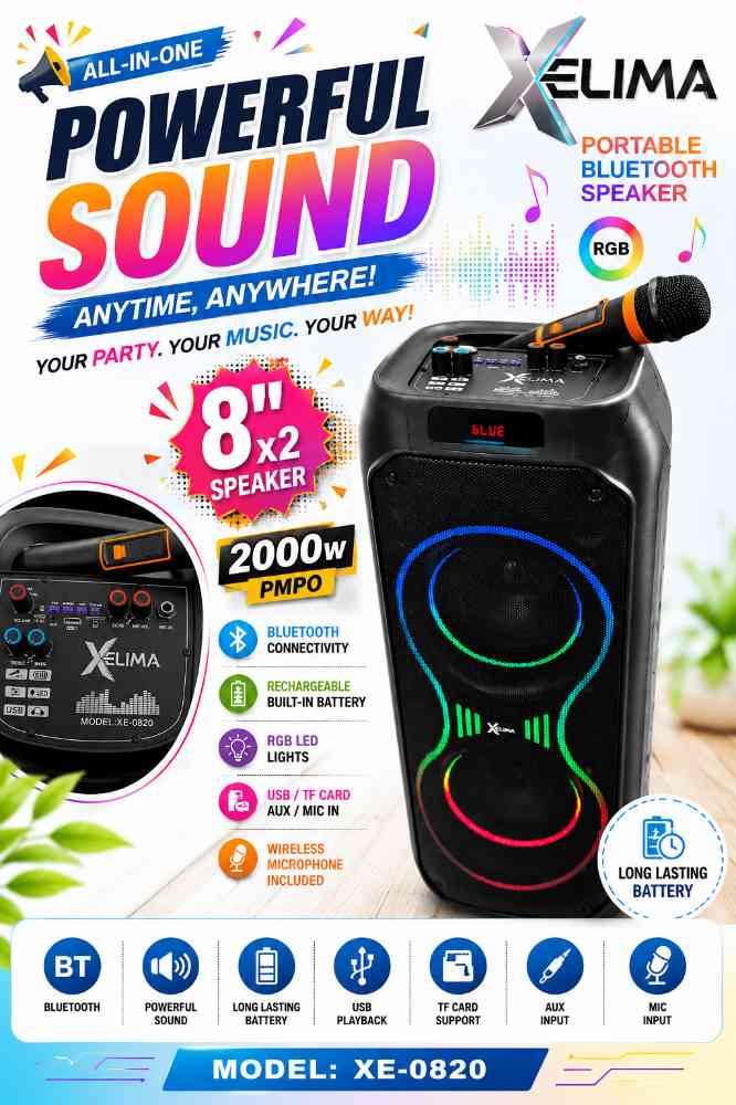 Xelima 8×2 bluetooth speaker | 2000W PMPO
