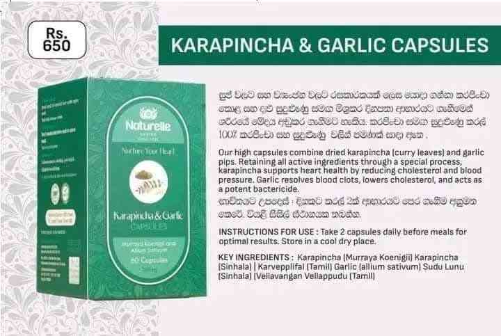 Naturelle karapincha and garlic capsules