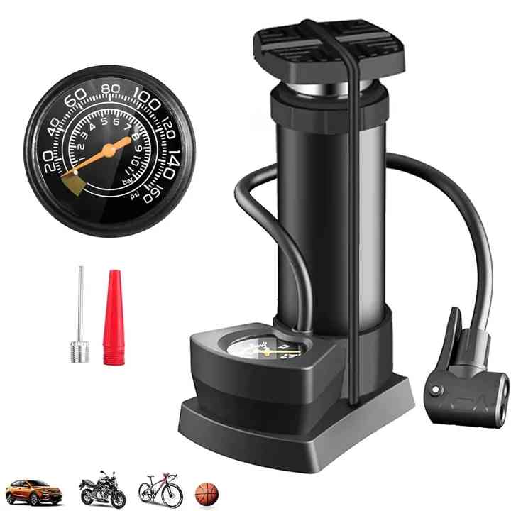 Portable mini foot air pump with meter