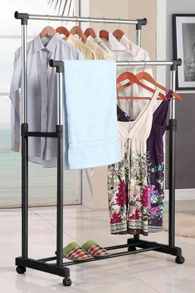 Double pole cloth rack