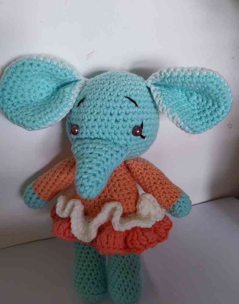 Amigurumi crocheted stuffed elephant