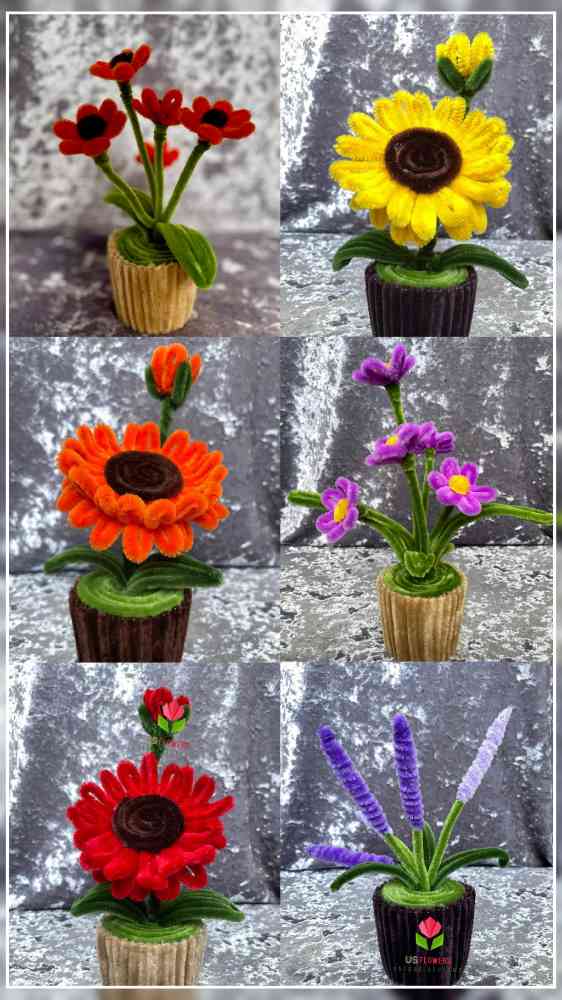 Pipe cleaner flower pots