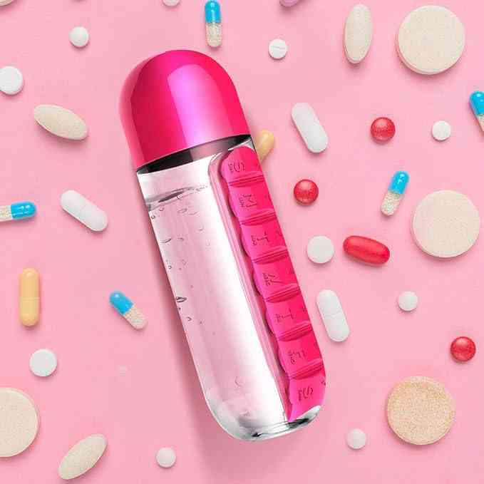 Pill organizer water bottle 600ml