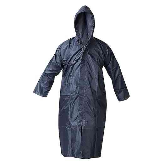 Human black rain coat