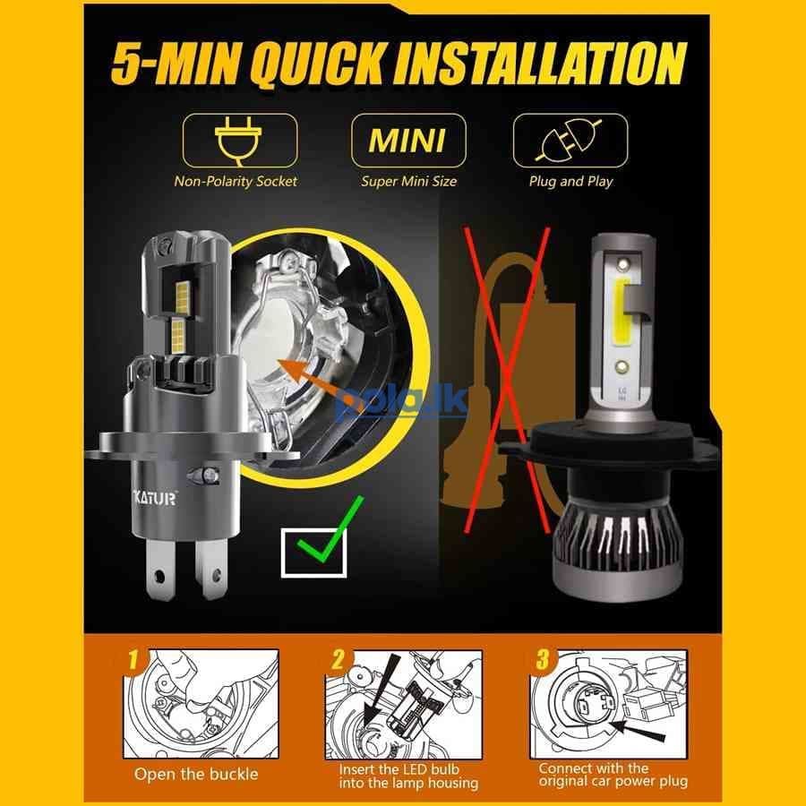 Katur H4 canbus 20000LM 100W LED headlight bulbs - photo 3