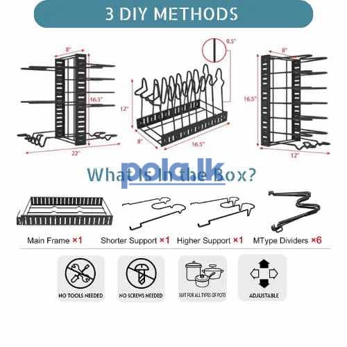 Adjustable pot and pan rack - photo 4