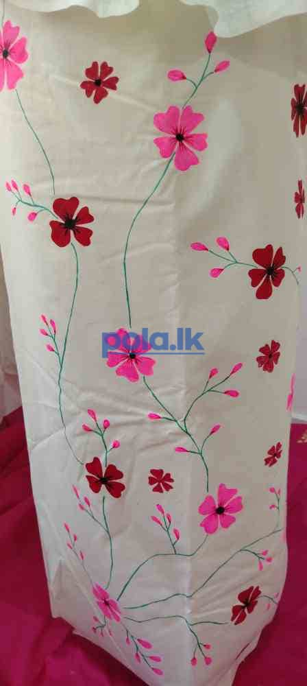 Lace cotton hand painted sakura blossom saree - photo 4
