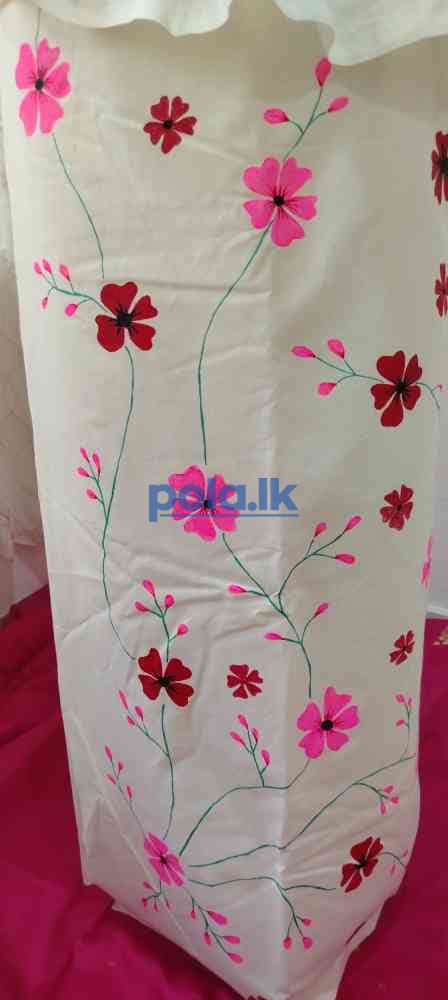 Lace cotton hand painted sakura blossom saree - photo 5