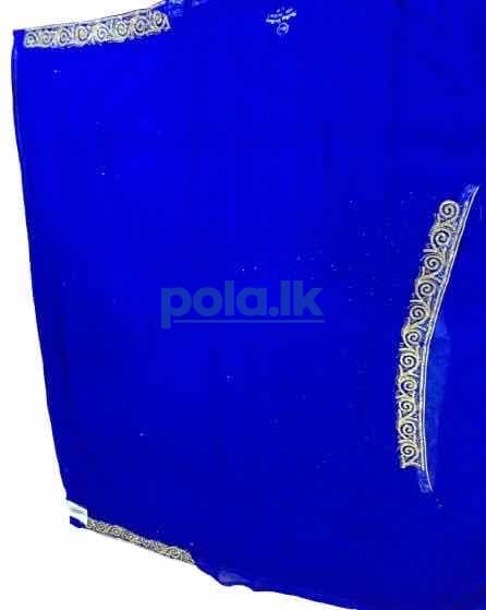 Royal blue saree with jacket piece - photo 2