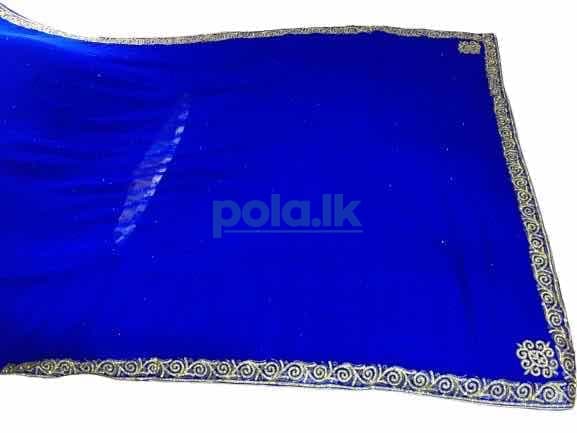 Royal blue saree with jacket piece - photo 3
