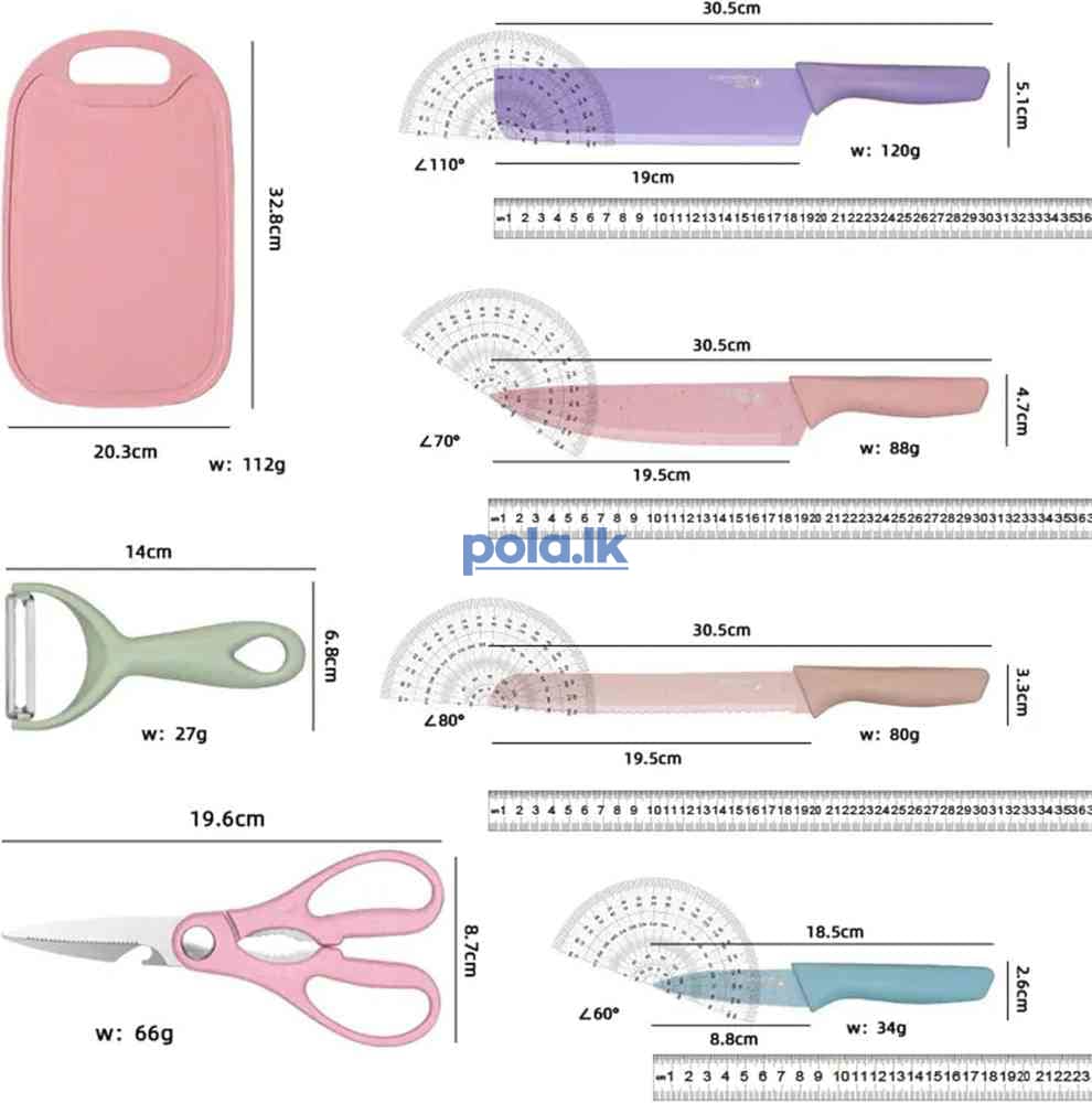 6 Pcs colorful knife set with cutting board - photo 3