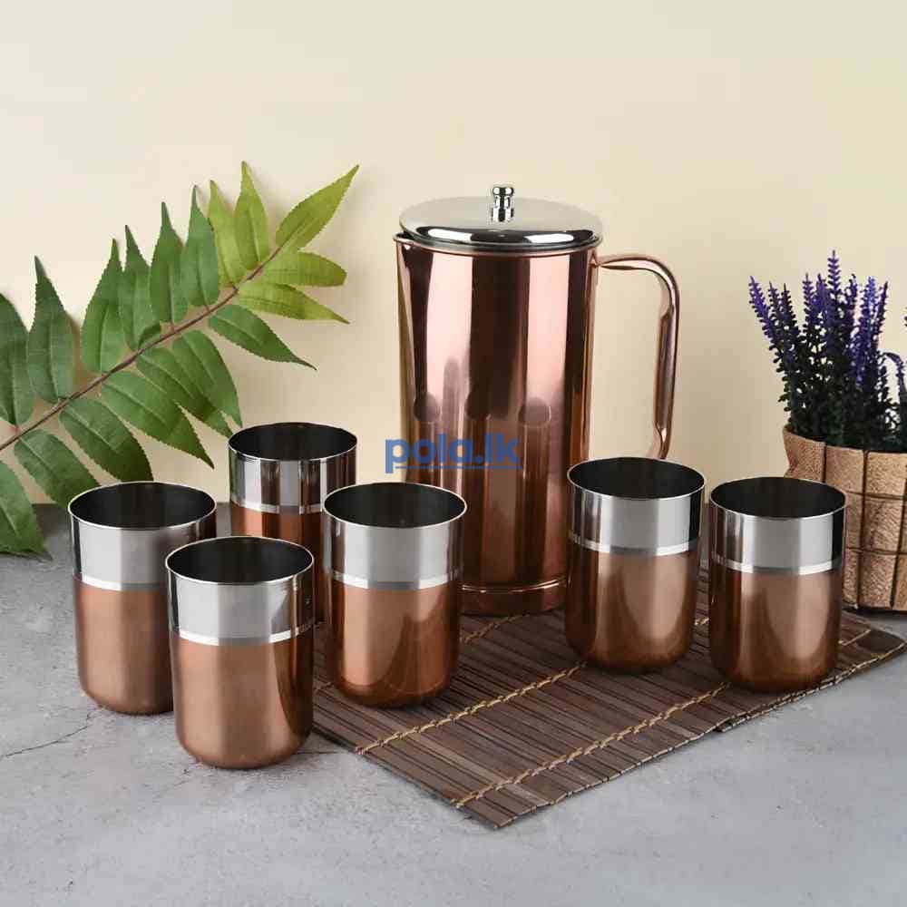 Rose gold glory pitcher & glass set 7pcs - photo 1