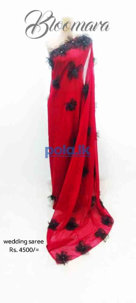 Red saree for wedding and party - photo 2