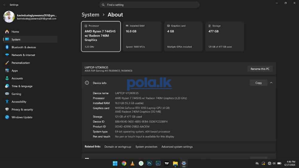 Asus TUF gaming A15 RTX 3050 16gb 144Hz - photo 8