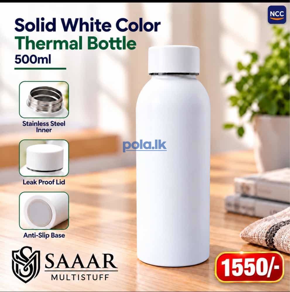 Solid white color thermal bottle 500ml - photo 1