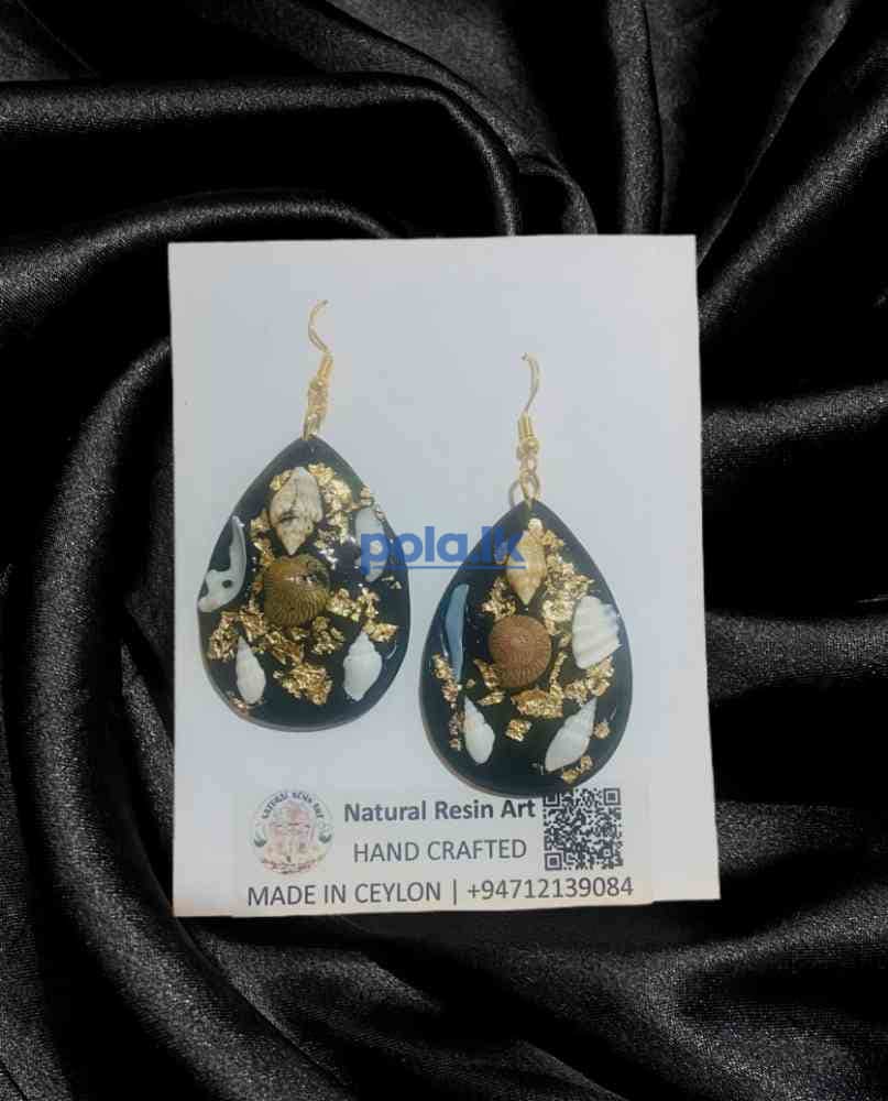 Handmade resin drop earrings - photo 2