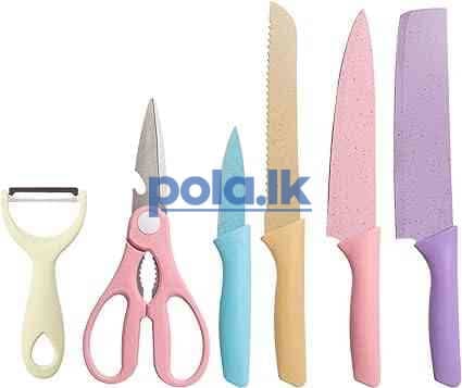 6 Pcs colorful knife set with cutting board - photo 2