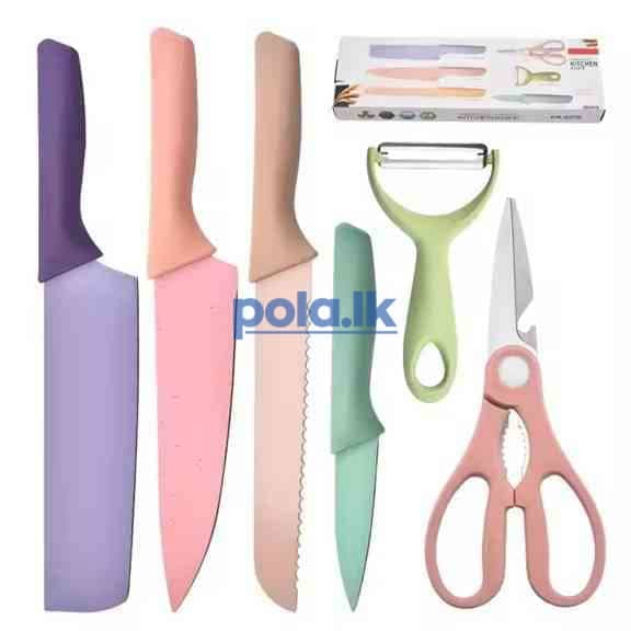 6 Pcs colorful knife set with cutting board - photo 3