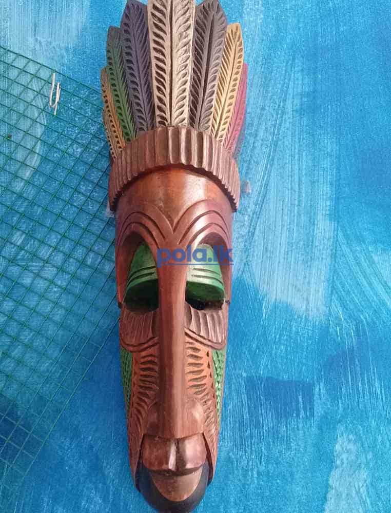 Wooden masks red indian and farmer - photo 3