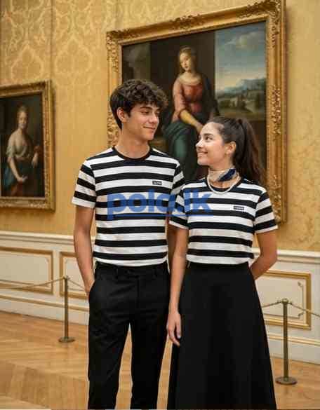 Ivora unisex teenage striped crew neck t-shirts - photo 2