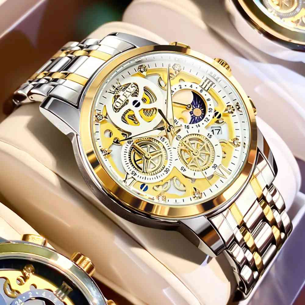 Olevs men's golden luxury watch
