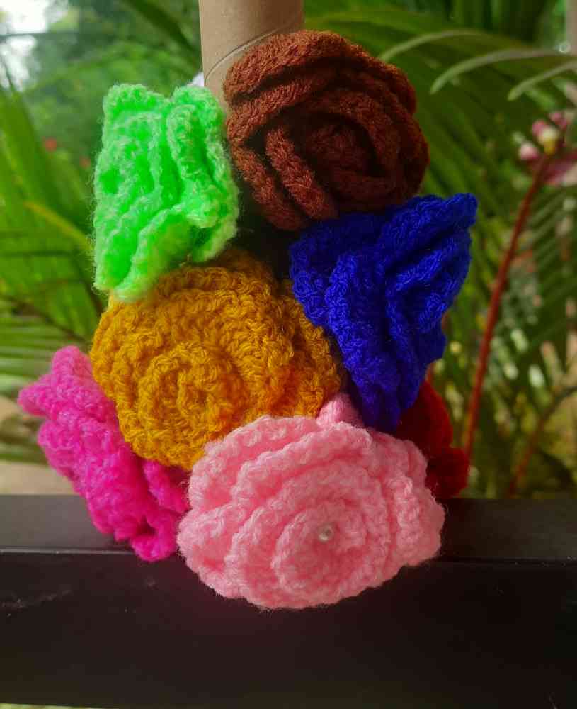 Handmade woolen crochet hair band