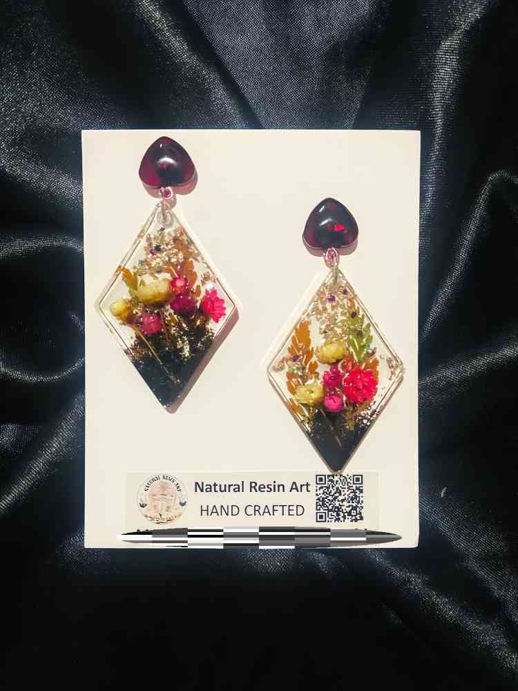 Handcraft resin earrings real flowers jewelry