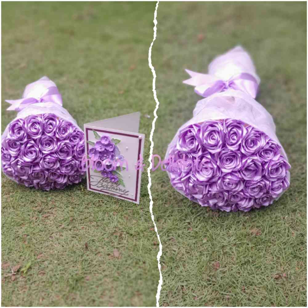 Flower bouquet with greeting card