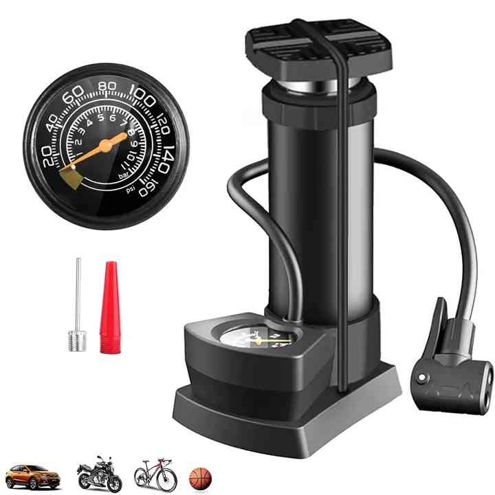 Portable mini foot air pump with meter