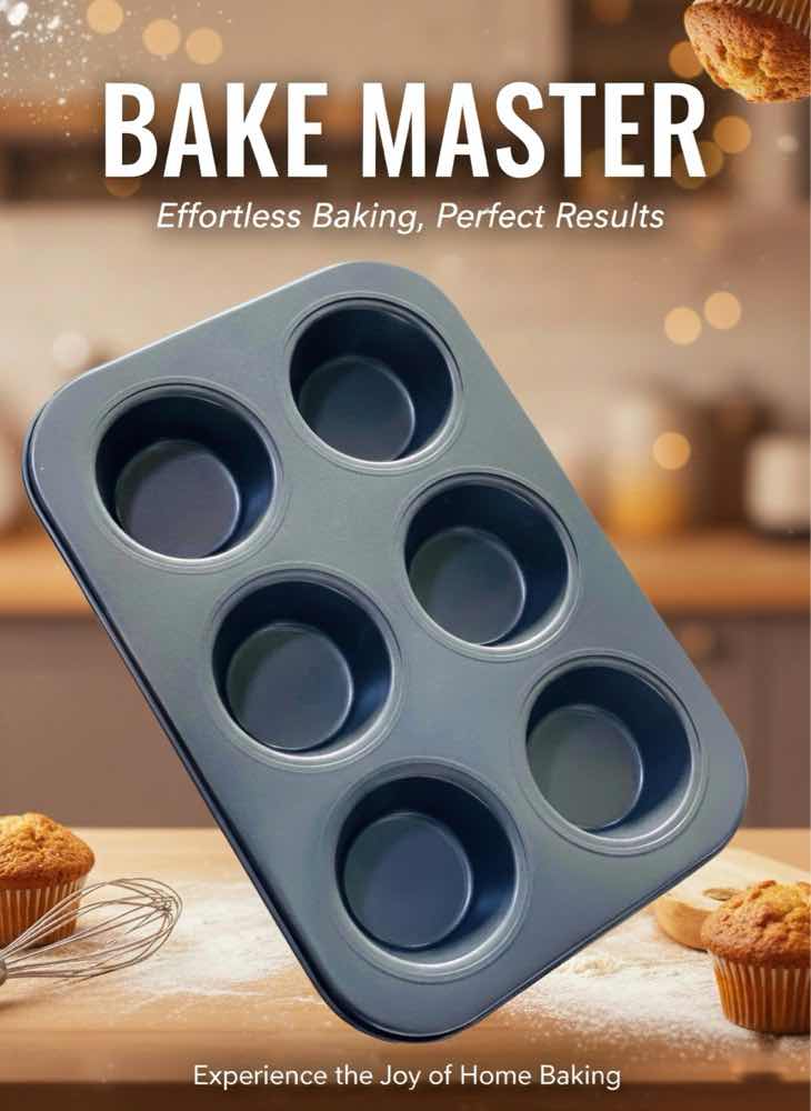 Bake master non-stick 6-cup muffin cupcake baking