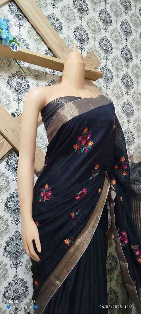 Black embroidery saree