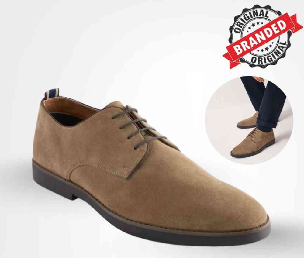 Next premium tan suede casual derby shoes