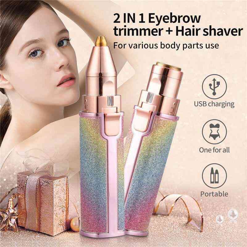 2 in 1 Rechargeable operated eyebrow trimmer