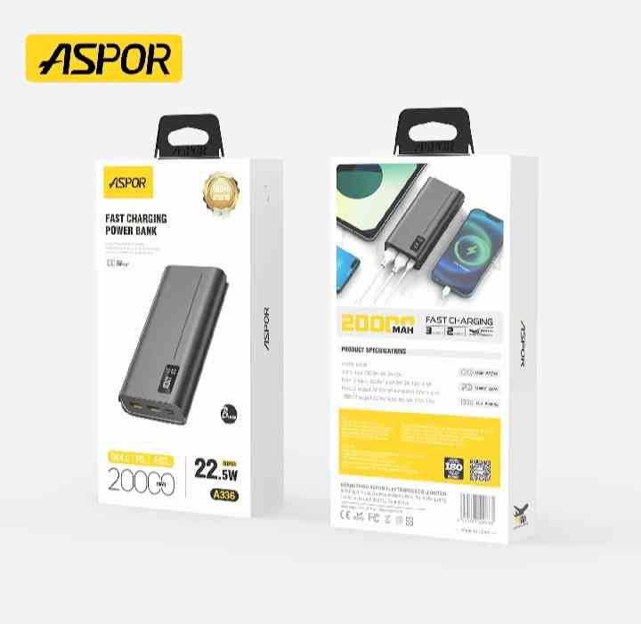 Aspor 20000mah power bank with LED display