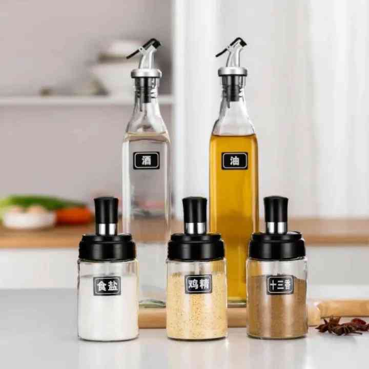 5 Pcs flannel glass oil bottle set