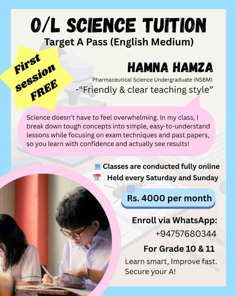 The Only O/L Science english medium class you need