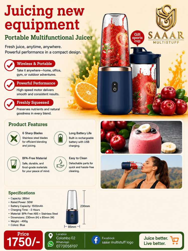 Portable rechargeable juicer blender – 380ml