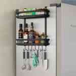 2 Tier metal refrigerator side storage organizer