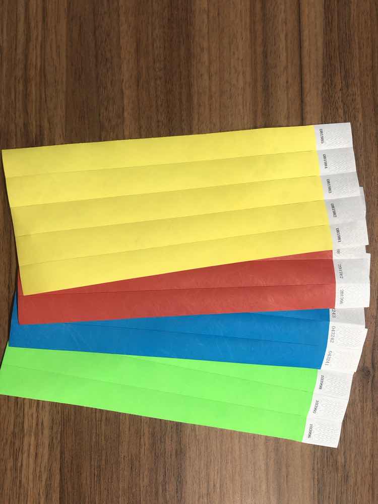 Tyvek paper wristbands