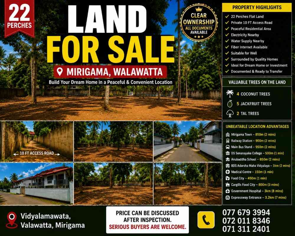 Land for sale in mirigama